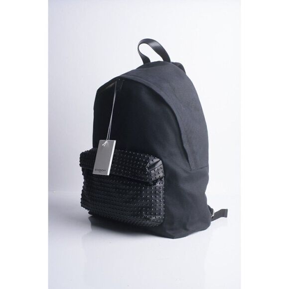 GIVENCHY Unisex Bookbag CI Back Pack Black Large Studded Canvas Leather NWT main image 9